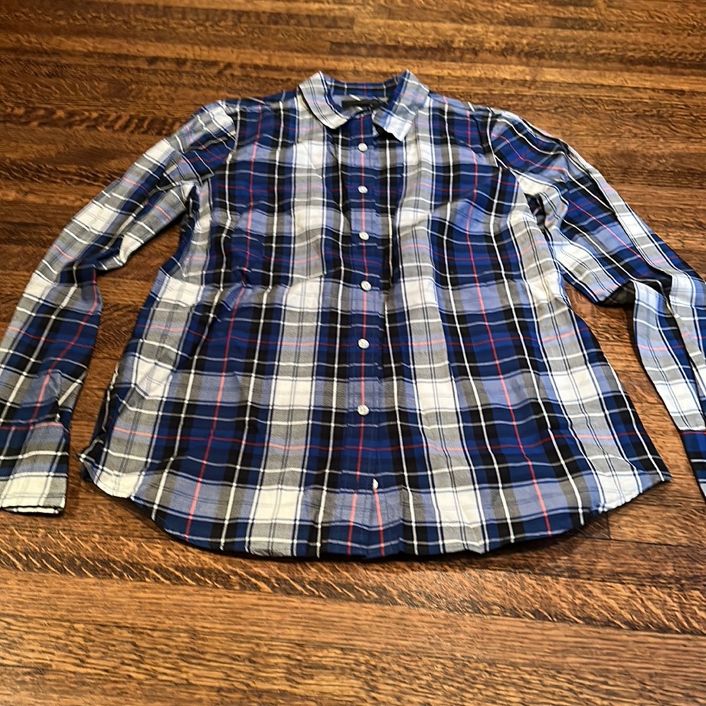 JCrew blue tartan perfect fit shirt